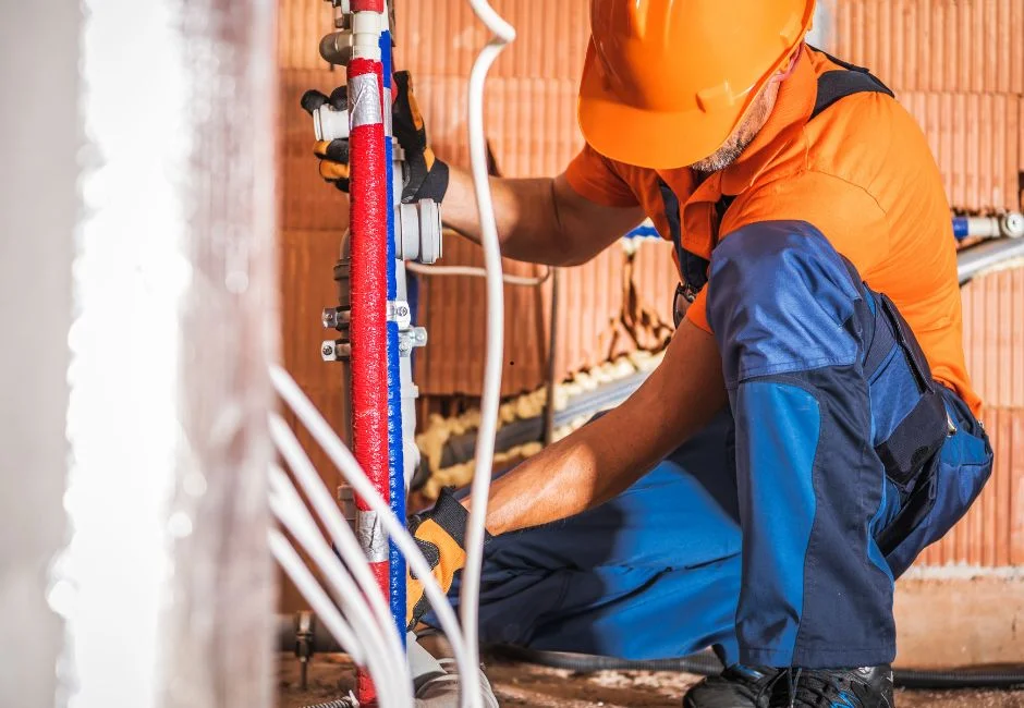 Emergency drain cleaning equipment at a backed-up drain